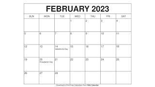 Free Printable February 2023 Calendar Templates With Holidays  Wiki Calendar [upl. by Kant]