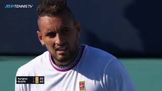 Exhibition tennis from crazy Kyrgios v Bublik match 😂  Miami Open 2019 [upl. by Reinold726]