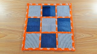 Beautiful 2 Doormat Making at Home with Old Jeans  Patchwork Doormat Making Idea [upl. by Acinahs170]