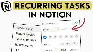 Set Up Recurring Tasks in Notion Notion Tutorial [upl. by Rawlinson965]