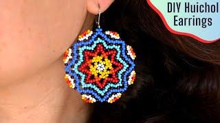 Large Huichol Style Earrings  Tutorial [upl. by Yrannav936]