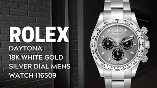 Rolex Daytona 18k White Gold Silver Dial Mens Watch 116509 Review  SwissWatchExpo [upl. by Josy116]