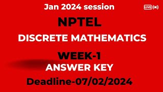 NPTEL DISCRETE MATHEMATICS WEEK 1 ASSIGNMENT SOLUTION nptel nptel2024 nptelassignment [upl. by Annorah]