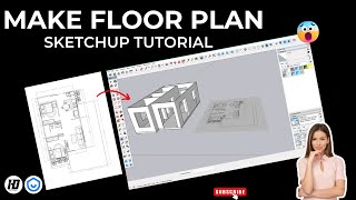 How to make floor plan in Sketchup  Sketchup tutorial floor plan [upl. by Ahtar]