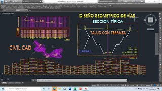 CIVILCAD  DiseñoGeométrico de CARRETERAS  Talud Terrazas BERMASCALCULO VOLUMEN SECCIÓN TÍPICA [upl. by Araet]