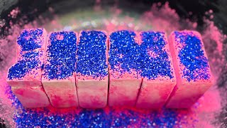 Fresh Blocks topped with Neon Pink and Blue glitter  asmr [upl. by Giannini]