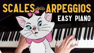 Scales and arpeggios The Aristocats  Easy piano cover  Free piano sheet [upl. by Ananna646]