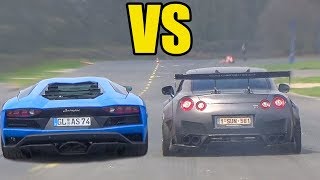 NISSAN GTR R35 vs LAMBORGHINI AVENTADOR 🚀ACCELERATION SOUND🚀 [upl. by Kellsie]