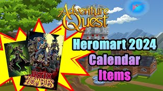 AQ  Adventure Quest  Battleon  Heromart 2024 Calendar Items Chrono ShadowSlayer Weapon amp Shield [upl. by Godden]