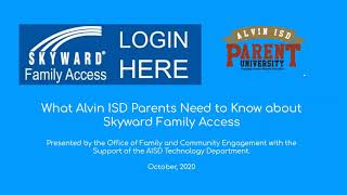 ALVIN ISD Skyward Family Access  Guide for parents [upl. by Meakem813]