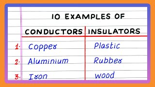 CONDUCTORS AND INSULATORS EXAMPLES  SCIENCE  5  10 EXAMPLES OF CONDUCTORS AND INSULATORS [upl. by Hniht]