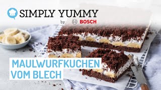 😍🍌 Maulwurfkuchen vom Blech einfach selber backen  SIMPLY YUMMY Rezepte [upl. by Eisac]