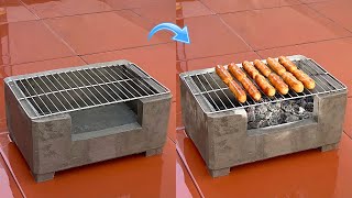 Outdoor mini grill  Easy way to make a simple cement grill at home  Great idea for a wood stove [upl. by Weismann]