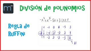 División de polinomios por la regla de Ruffini [upl. by Haley89]