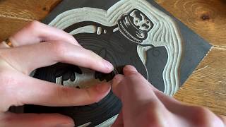 Two colour linocut printmaking process [upl. by Notna]