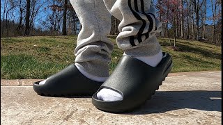 YEEZY Slides  Dark Onyx  Sizing Information amp Color Comparison [upl. by Oidivo]