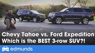 2021 Chevy Tahoe vs Ford Expedition  FullSize 3Row Family SUV Comparison Test [upl. by Coulter]