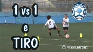 Allenamenti scuola calcio  Esordienti  13  1 contro 1 con tiro [upl. by Acirea]