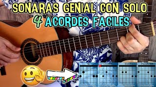 Una progresión de 4 acordes obligada en guitarra Muchas canciones de forma fácil y sin cejilla [upl. by Pattin]