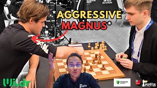 What an attacking game by Magnus Carlsen  Carlsen vs Sarana  World Blitz 2023 [upl. by Nisbet]