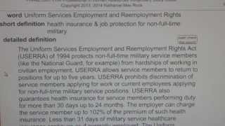 Uniform Services Employment and Reemployment Rights Act USERRA of 1994 PHR SPHR PHRPasscom [upl. by Flemings]