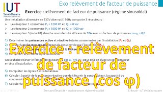 Exercice  Relèvement de facteur de puissance [upl. by Ozner]