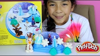 Tuesday Play Doh Frozen Sparkle Snow Dome With Elsa Anna Olaf and Sven [upl. by Avevoneg]