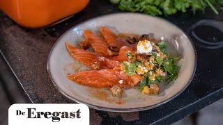 Gerookte zalm met linzen  De Eregast [upl. by Hoxie]