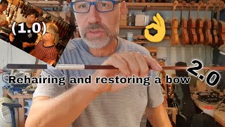 Rehairing a Violin Bow and new Silver Winding and Leather [upl. by Soinski741]