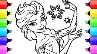 Elsa Frozen Disney Coloring Book Pages  How to Draw and Color Elsa Frozen Disney Paint Markers [upl. by Eahsel]