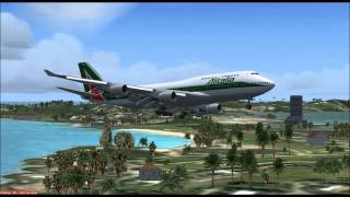 Alitalia 747400 crashes at Princess Juliana Intl [upl. by Ayihsa]