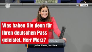 Was hat Friedrich Merz für seinen Pass geleistet Nichts Janine Wissler on fire im Bundestag [upl. by Hacim]