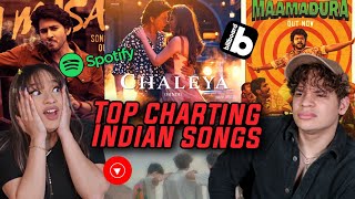 Reacting to the TOP 10 Most Popular Songs in India right now [upl. by Hesky]