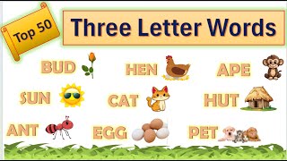 Top 50 Three Letter Words in English  Kids Easily Speaking Three letter words [upl. by Dachi104]