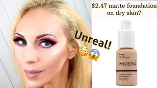 PHOERA FULL COVERAGE SOFT MATTE FOUNDATION ON DRY SKIN REVIEW WEAR TEST [upl. by Llenel]