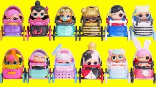 LOL Surprise Dolls Mix Custom Strollers with Lil Sister Fuzzy Pets  Toy Egg Videos [upl. by Adnouqal]