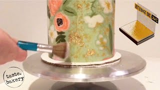 How to apply GOLD Leaf to a Cake  Easy  TASTE BAKERY [upl. by Enialedam]