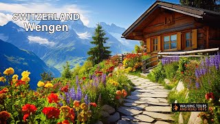 Wengen Switzerland 🇨🇭 Swiss Village Tour  Most Beautiful Villages in Switzerland 4k video walk [upl. by Lunt794]