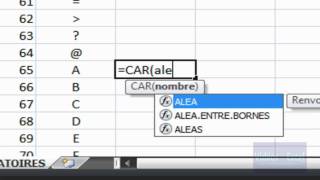 Excel 2007  TampA  Fonctions CAR LIGNE ALEAENTREBORNES quotampquot commercial [upl. by Stoughton471]