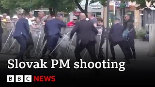 Video shows moment Slovak Prime Minister shot multiple times by 71yearold gunman  BBC News [upl. by Buxton505]