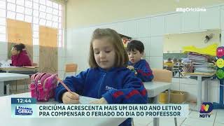 Criciúma acrescenta dia letivo para compensar feriado do dia do professor [upl. by Annaicul]