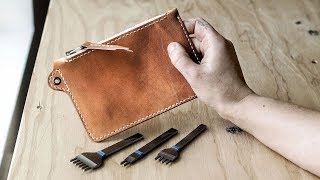 Making a Leather Utility Zip Pouch WITH PATTERN [upl. by Oneill]