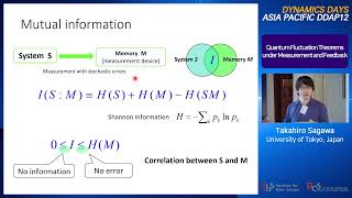 Takahiro Sagawa Quantum Fluctuation Theorems under Measurement and Feedback [upl. by Feirahs802]