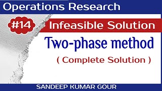 Two phase method Infeasible Solution  No Feasible solution in Two phase method  Lecture14 [upl. by Germayne]