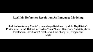 ReALM Reference Resolution As Language Modeling [upl. by Madson56]