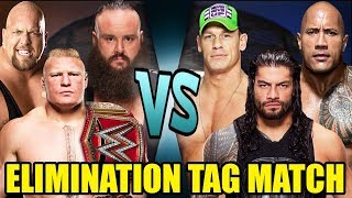 John Cena The Rock and Roman Reigns vs Lesnar Big Show and Strowman Elimination Tag [upl. by Eeresed]