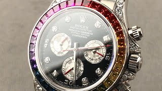 Rolex Daytona Rainbow White Gold 116599RBOW Rolex Watch Review [upl. by Mikiso685]