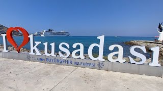 Kusadasi walking tour Summer 2022 4K UHD Turkey  Türkiye [upl. by Silvain]