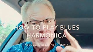 How To Play Blues Harmonica – Absolute Beginner  Day 1 [upl. by Shanley210]