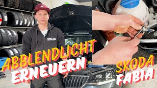 Skoda Fabia Abblendlicht wechseln Lampe vorne erneuern [upl. by Belsky273]